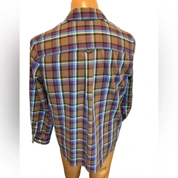 ORVIS Plaid Button Down Wrinkle Free Shirt Blue Brown Sz 14 Measurement in pics - Picture 3 of 9